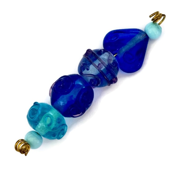 As Low As $2 Mixed Blue Colours Handmade Lampwork Artisan Rondelle Beads (6) - Picture 1 of 2